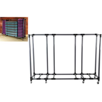 Storage Cart on Wheels for Health Club Steps | Gray